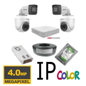 4 كاميرات 4 ميجا هيك فيجن IP poe الوان