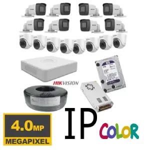 16 كاميرات 4 ميجا هيك فيجن IP poe الوان